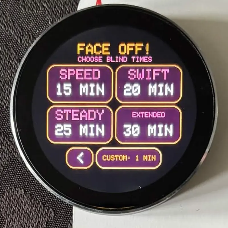 PUCK’em blind time screen with speed, swift, steady and extended options